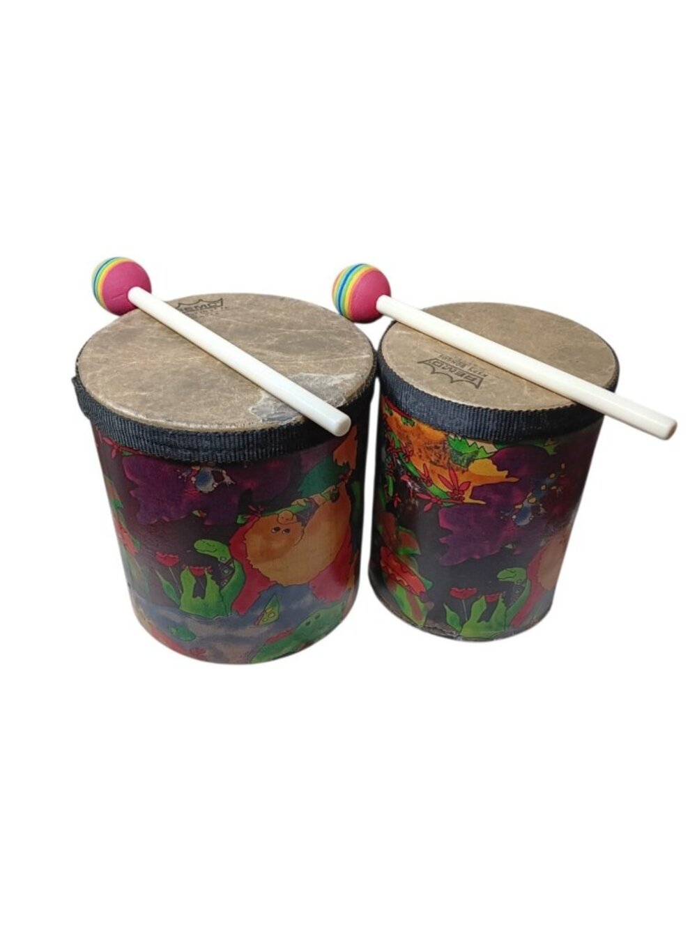 Remo Kids Percussion Bongo Drums with Rainforest Animals 5”-6” ( peeling )
